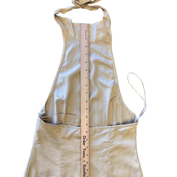 Lioness Womens Halter Dress Small Tan Linen Blend Sheath Maxi - Picture 16 of 16
